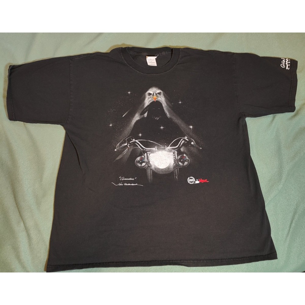Vintage 1997 Motorcycle Eagle Graphic Jim Yellowhawk Shirt Size XL